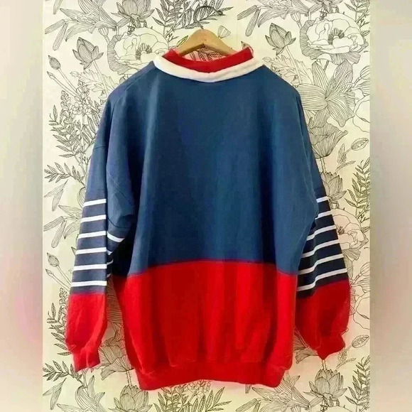 Vintage Rare 90’s Gina Peters Nautical Striped Sweatshirt Size Medium - Picture 2 of 3